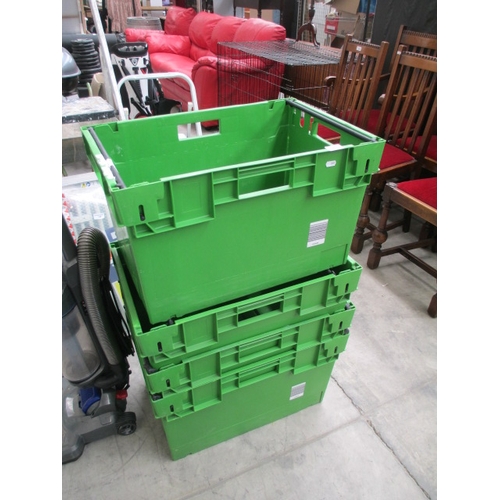 232 - Four large plastic stacking boxes