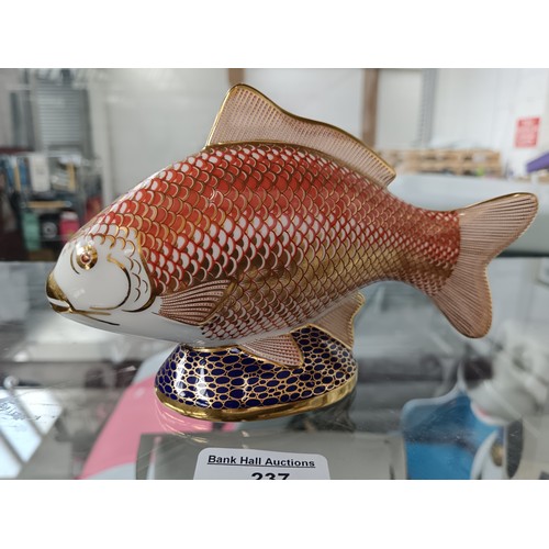 237 - Royal Crown Derby fish ornament with gold stopper to base