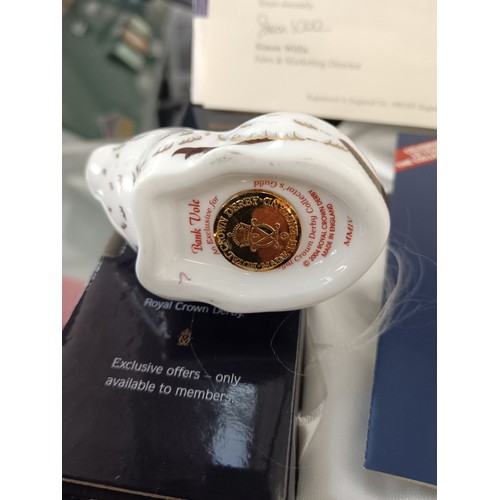 241 - Boxed Royal Crown Derby with gold stopper and certificates Bank Vole ornament