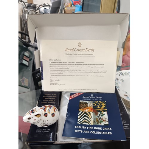 241 - Boxed Royal Crown Derby with gold stopper and certificates Bank Vole ornament