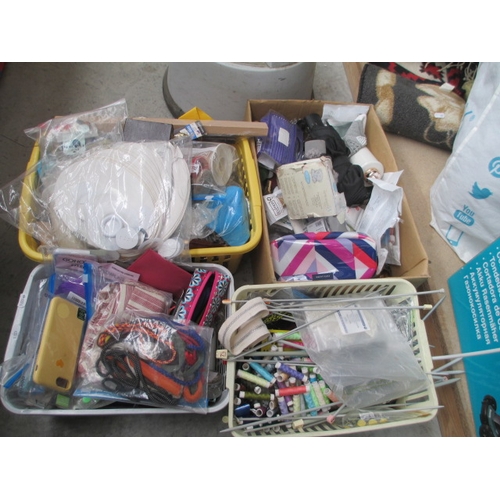 26 - Four boxes inc sewing and knitting accessories, cosmetics, etc