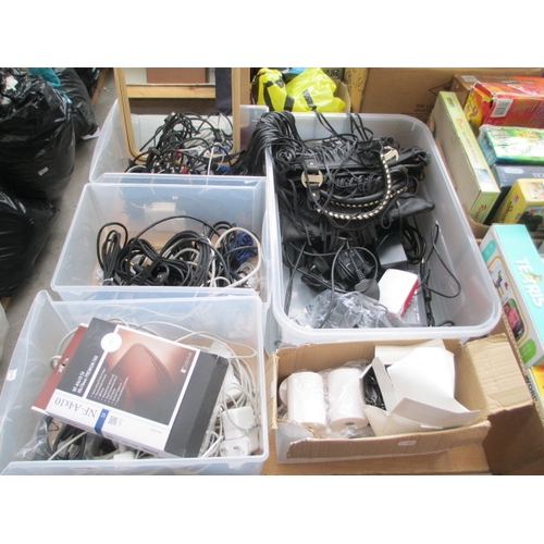 56 - Lot inc assorted cables, chargers, mirror, handbag, etc