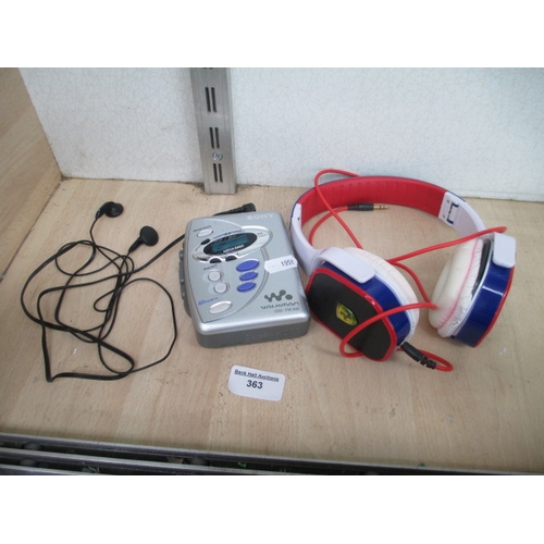 363 - Lot inc Sony Walkman and Ferrari headphones