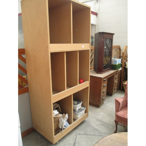 617 - A large MDF workshop storage unit on casters