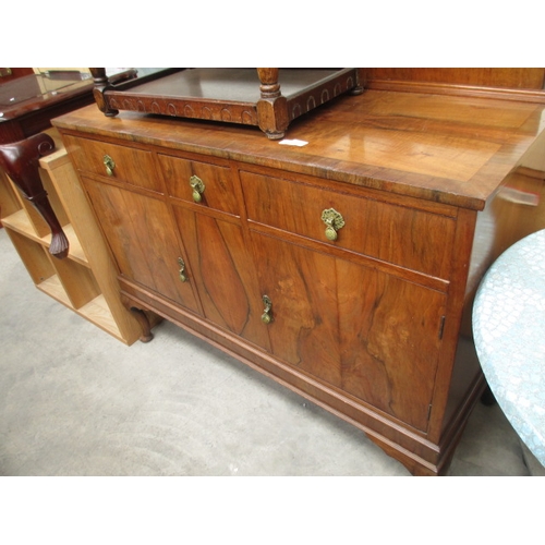 623 - A vintage 3 drawer walnut sideboard on Queen Anne style legs