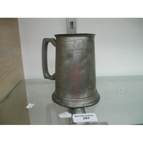 287 - A vintage commemorative tankard listing 100 years of FA Cup winning teams