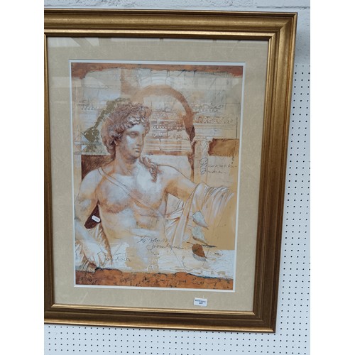 207 - large Grecian style picture in gold frame