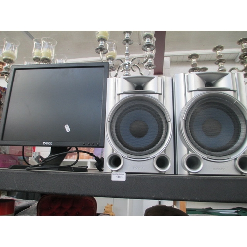 158 - Lot inc Dell monitor and two Sony speakers