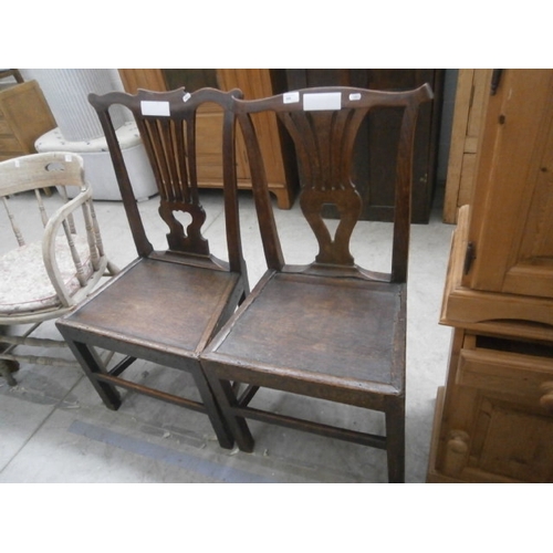 645 - 2 x vintage chairs with wood panel seats