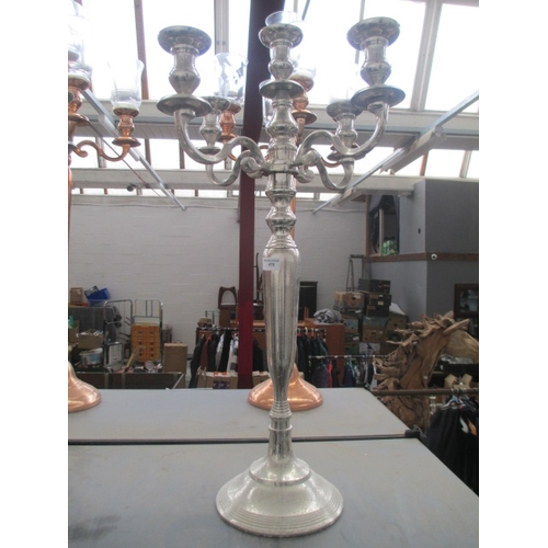 307 - Five arm chrome coloured candelabra