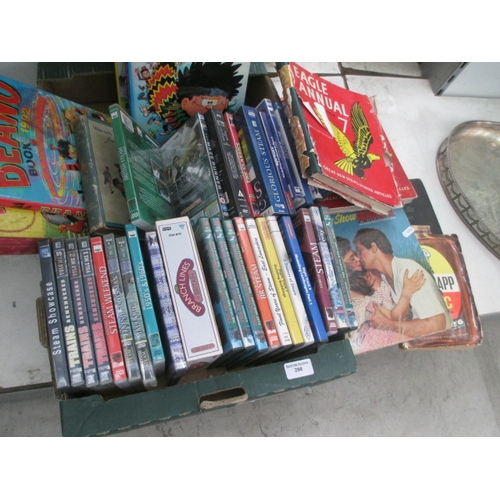 298 - Lot inc vintage annuals, and rail DVDs