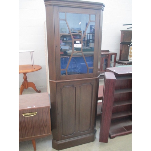 620 - A large vintage glazed mahogany corner cabinet