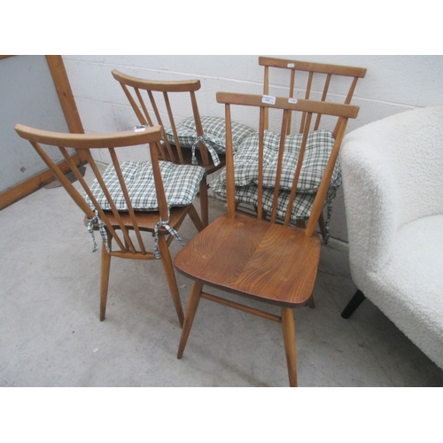 629 - A set of 4 x ERCOL Model 391 dining chairs with cushions