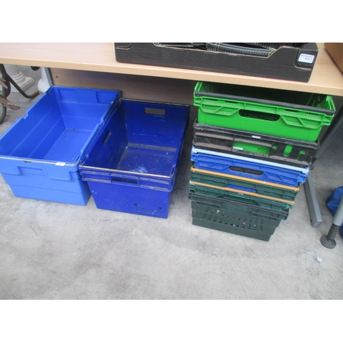 419 - eight assorted stacking crates