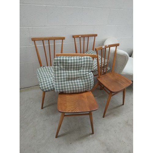 629 - A set of 4 x ERCOL Model 391 dining chairs with cushions