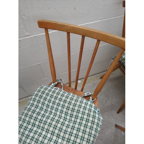 629 - A set of 4 x ERCOL Model 391 dining chairs with cushions