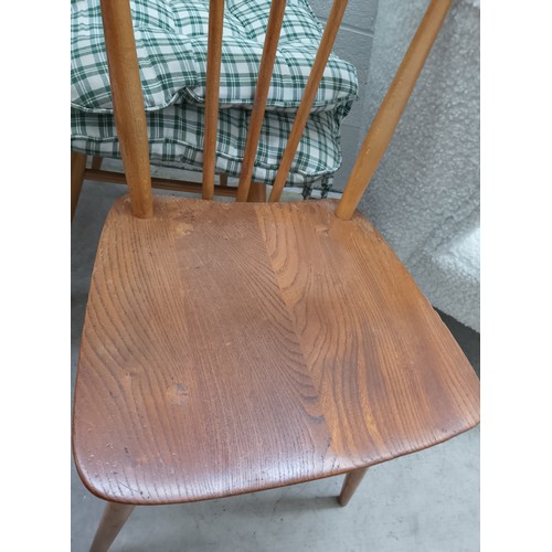 629 - A set of 4 x ERCOL Model 391 dining chairs with cushions