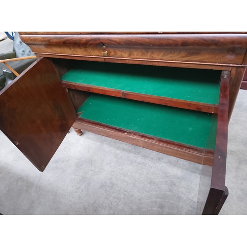 635 - 19th century mahogany buffet with slide out sides and drop top with fold in shelves