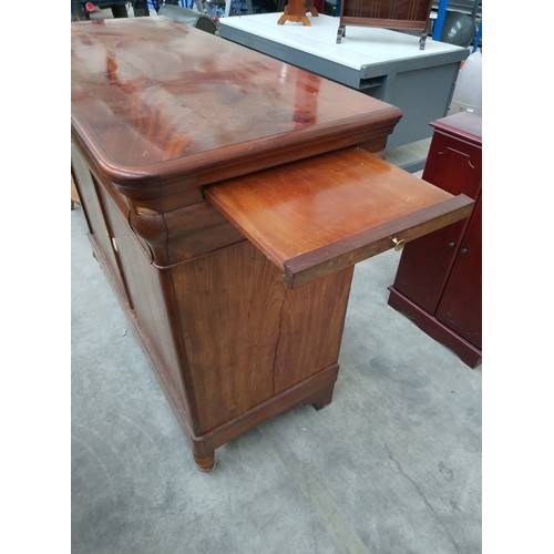 635 - 19th century mahogany buffet with slide out sides and drop top with fold in shelves