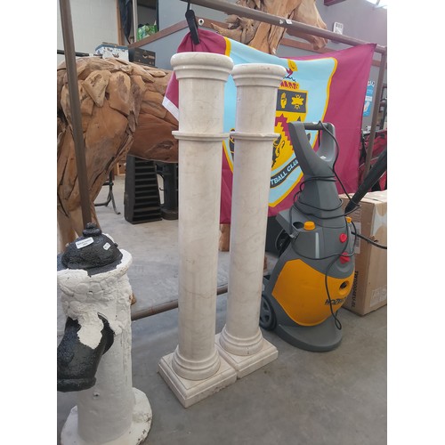 392 - Two ornate marble columns 43 inch tall