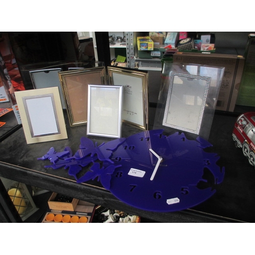 175 - Lot inc photo frames and clock