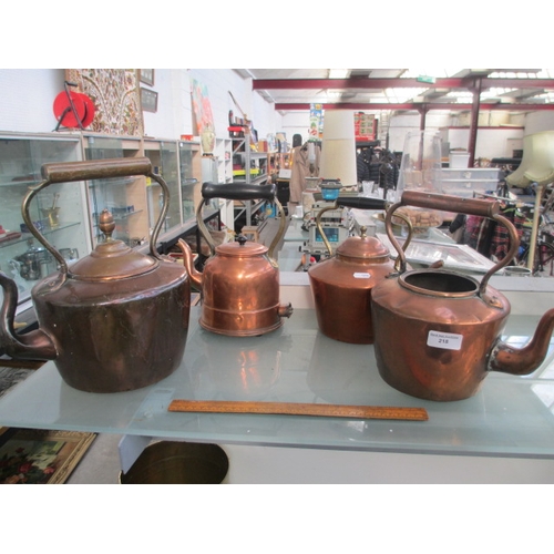 218 - Four vintage copper kettles