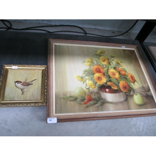 385 - Two decorative oil paintings on board signed Diana Preston