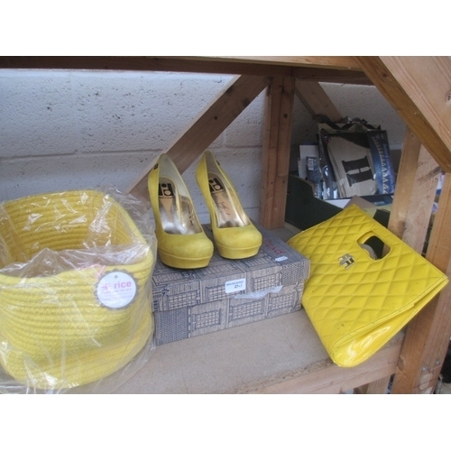 27 - Lot inc Red or Dead shoes size 38, River Island bag and yellow basket