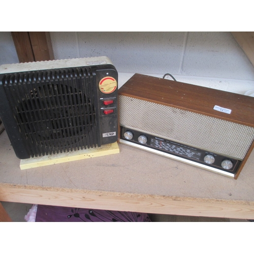 13 - Lot inc retro Sharp radio and fan heater, both working