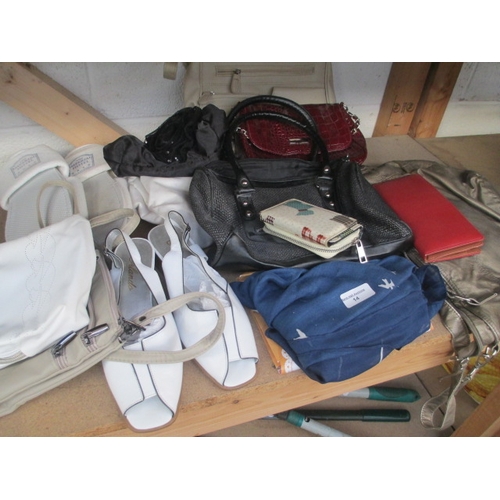 14 - Lot inc handbags, purses, slippers and shoes