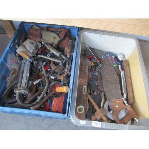 37 - Two boxes of assorted tools