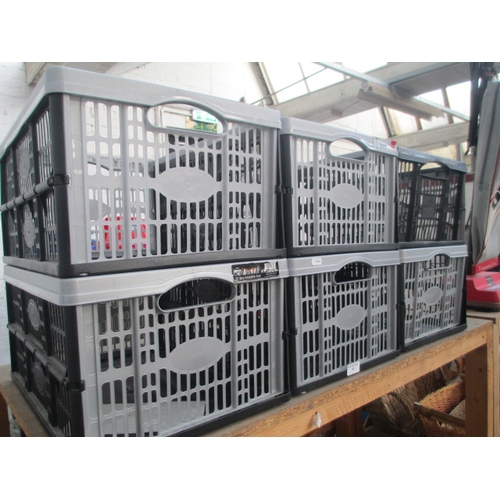 43 - Six 32litre foldable storage boxes