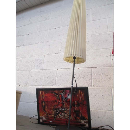 9 - Lot inc floor standing lamp and illuminated picture, both working