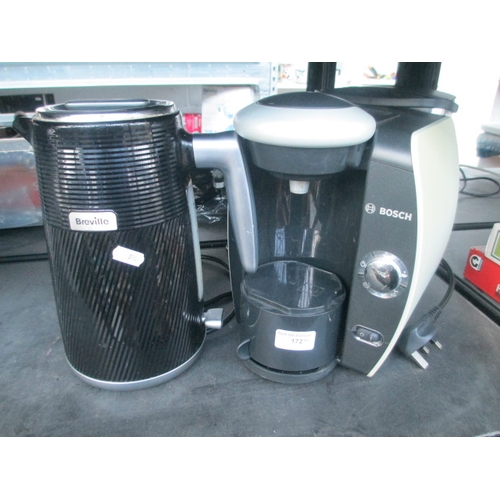 172 - Breville kettle and Bosch coffee machine, both power on