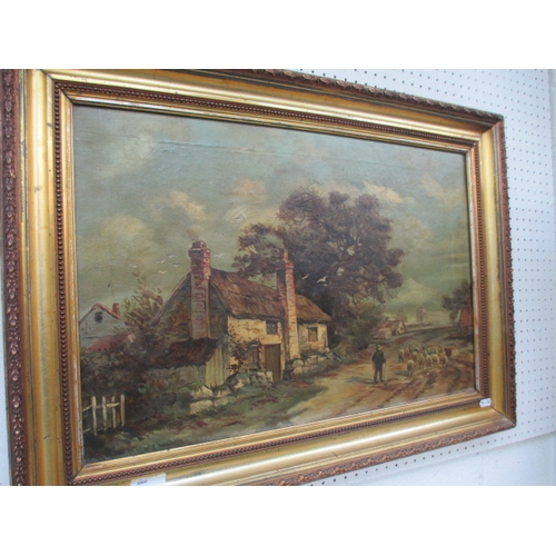 260 - Vintage oil on canvas painting in gilt frame