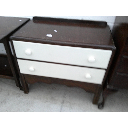 649 - A vintage 2 drawer bedroom chest with painted drawers