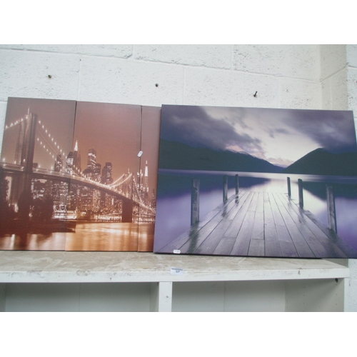 337 - Two assorted canvas prints, one three piece