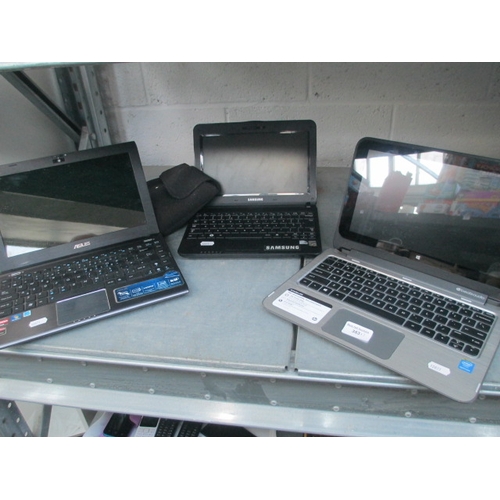 353 - Lot inc Asus, Samsung and HP laptops, no chargers