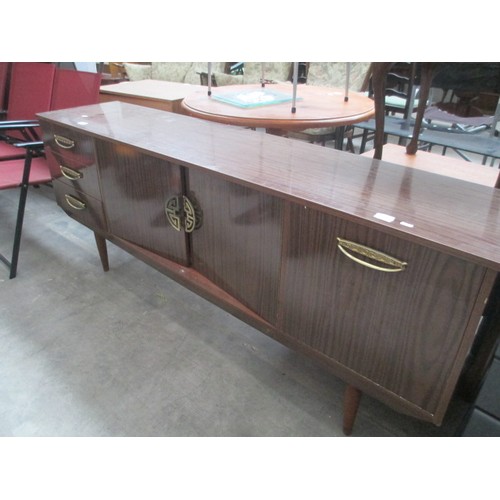 603 - A retro long 3 drawer cocktail sideboard