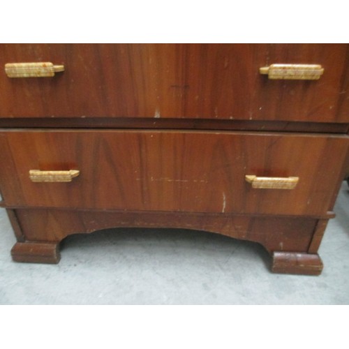 644 - A vintage Deco style 1 over 4 drawer tallboy, dimensions H 45