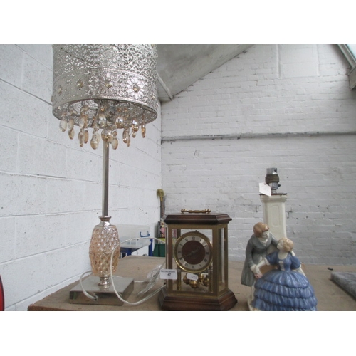 47 - Lot inc two assorted lamps and carriage clock