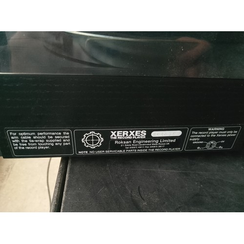 158 - XERXES by Roksan 009630 turntable with power supply and stand powers up in good condition