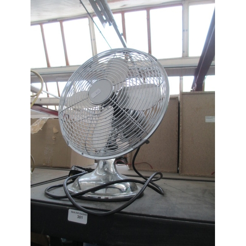 301 - Chrome desk fan, working