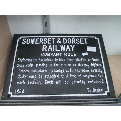 412 - Cast iron repo Somerset & Dorset Railway company rule