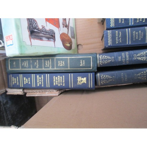 77 - Four boxes inc antique books, black & white cups and saucers, picture frames, etc