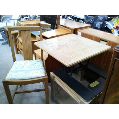 628 - A machanized raising top table and a vintage dining chair