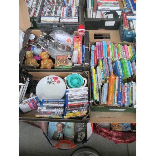 68 - 3 boxes Inc. kitchenware, Blu-ray DVD's and children's books