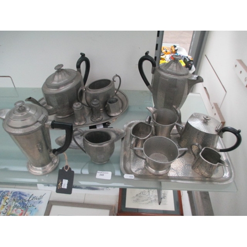 245 - Collection of vintage pewter tea ware