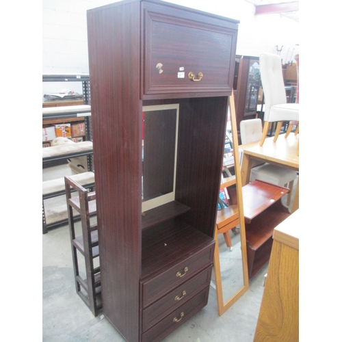 610 - A tall narrow 3 drawer retro mirrored bedroom unit