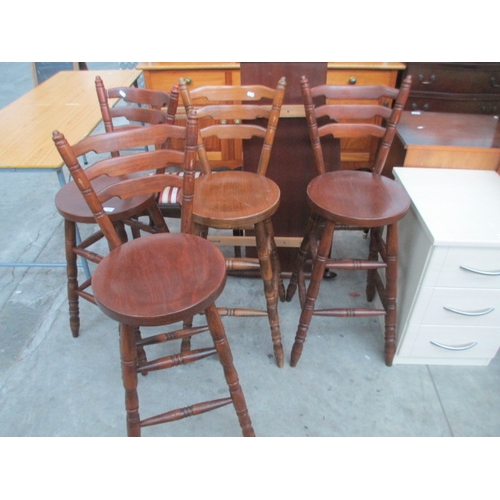 676 - Set of 4 wooden bar stools